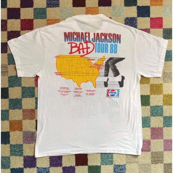 VTG 80s Michael Jackson “Bad” Tour 1988 Concert Single Stitch Graphic Band Tee - Picture 3 of 7